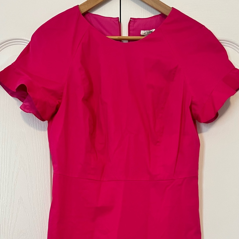 J. Crew Pink Puff Sleeve Sheath Dress